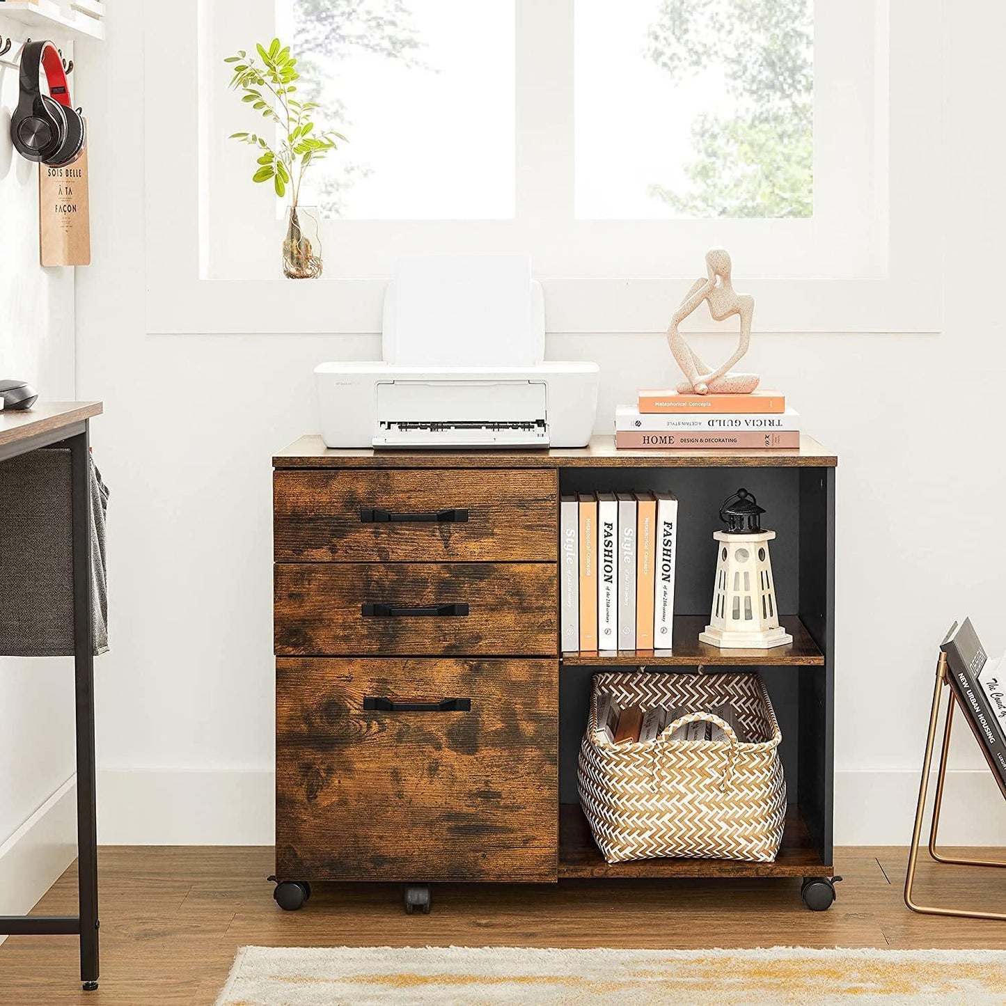 Brown File Cabinet with Storage Compartment FredCo