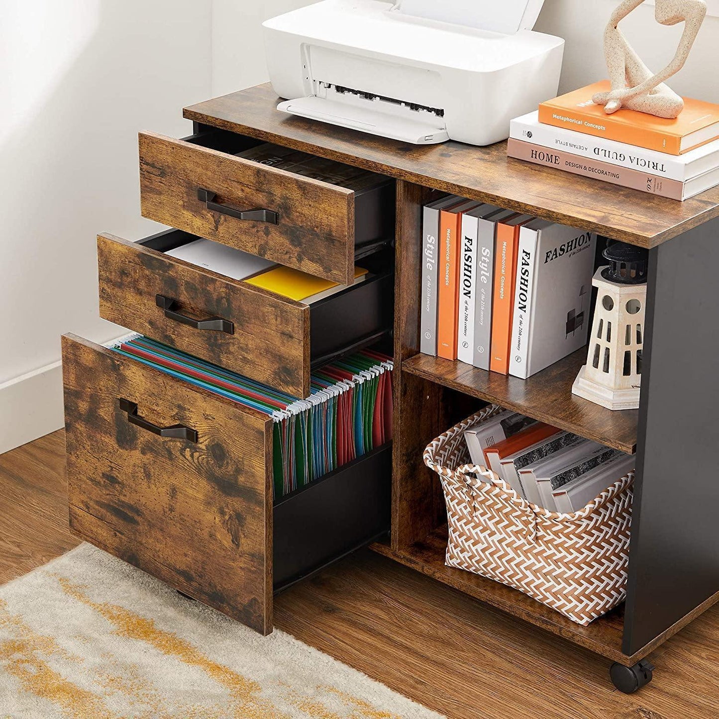 Brown File Cabinet with Storage Compartment FredCo
