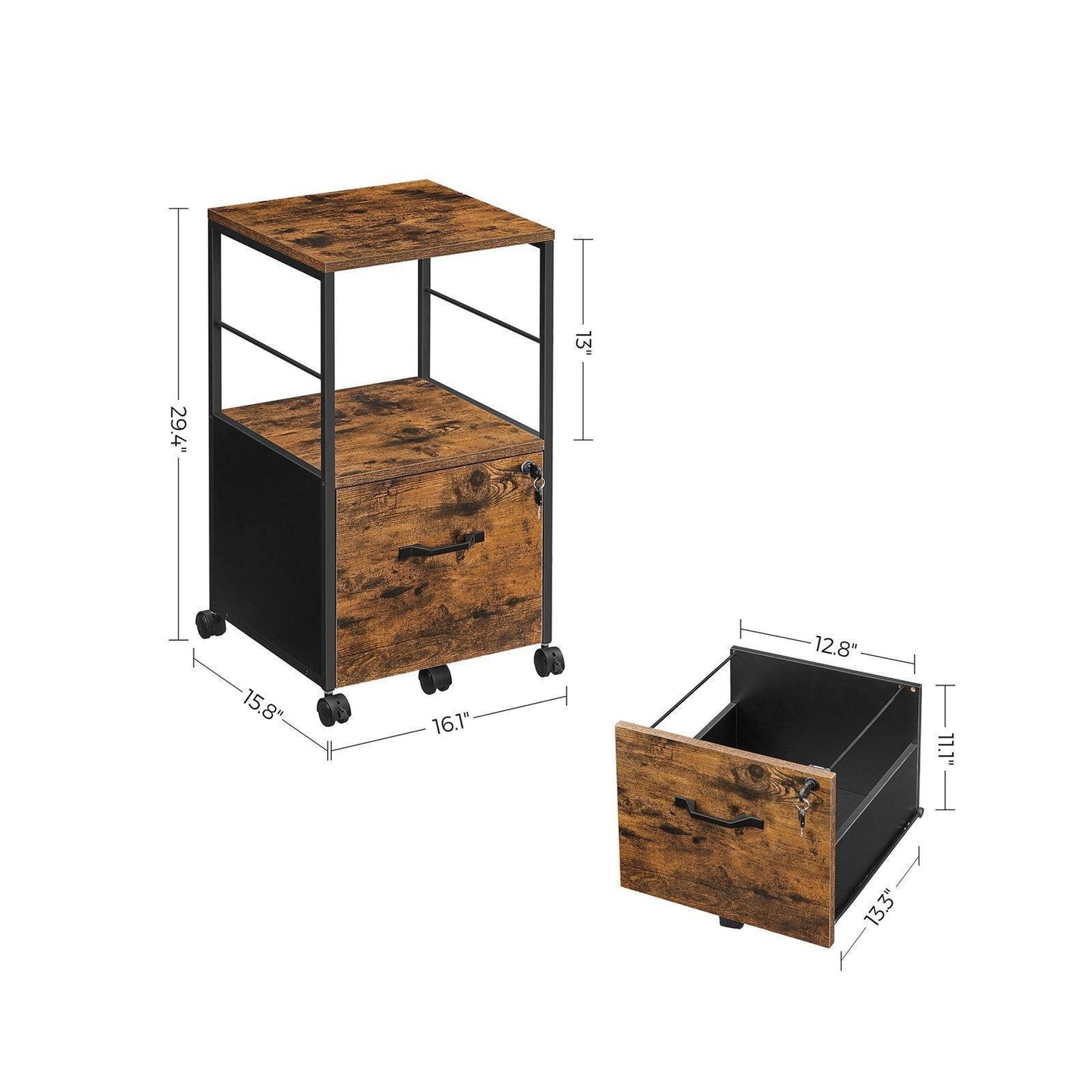 Brown Filing Cabinet with Printer Stand Tall FredCo