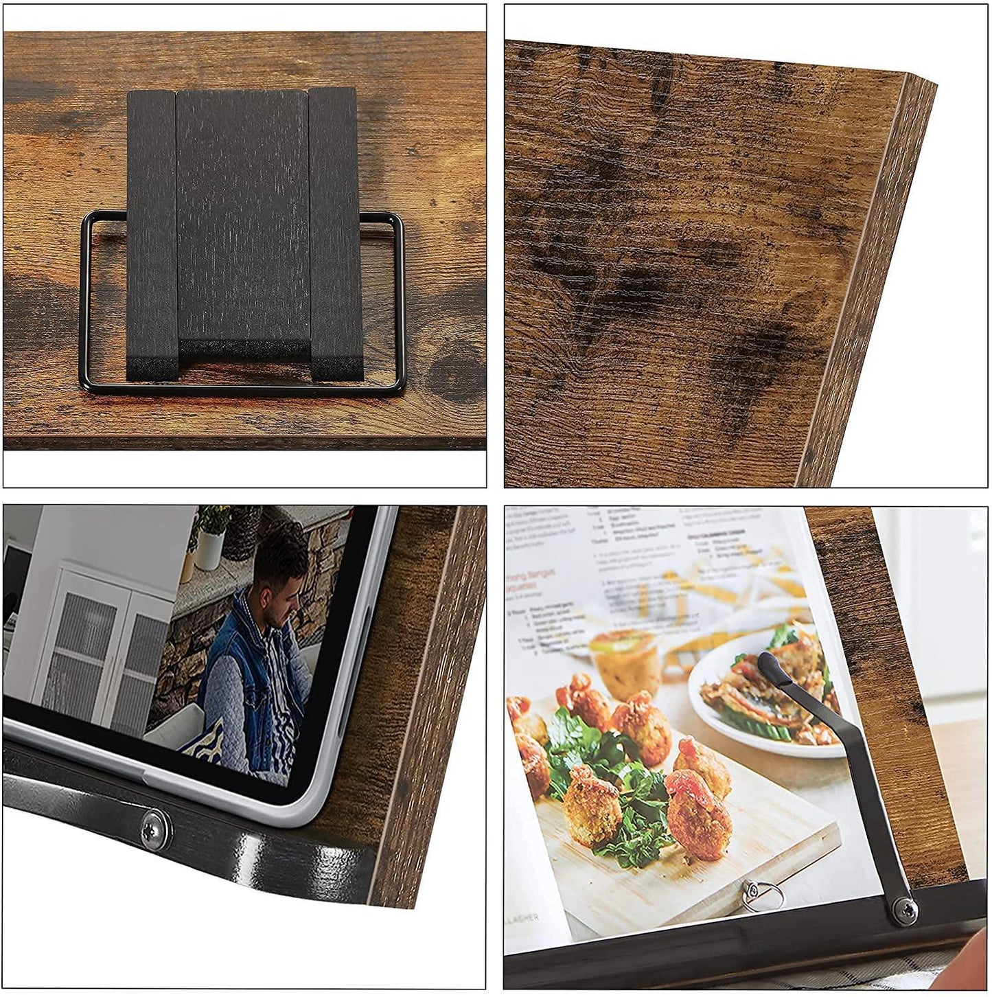 Brown Foldable Book Holder with Clips FredCo