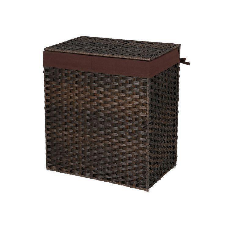 Brown Handwoven Double Laundry Hamper FredCo
