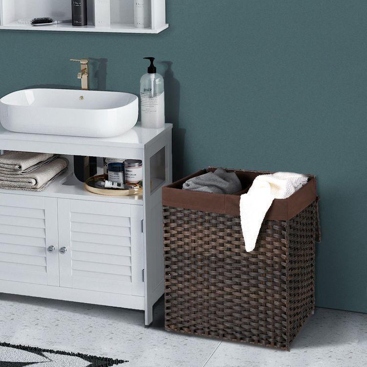 Brown Handwoven Double Laundry Hamper FredCo