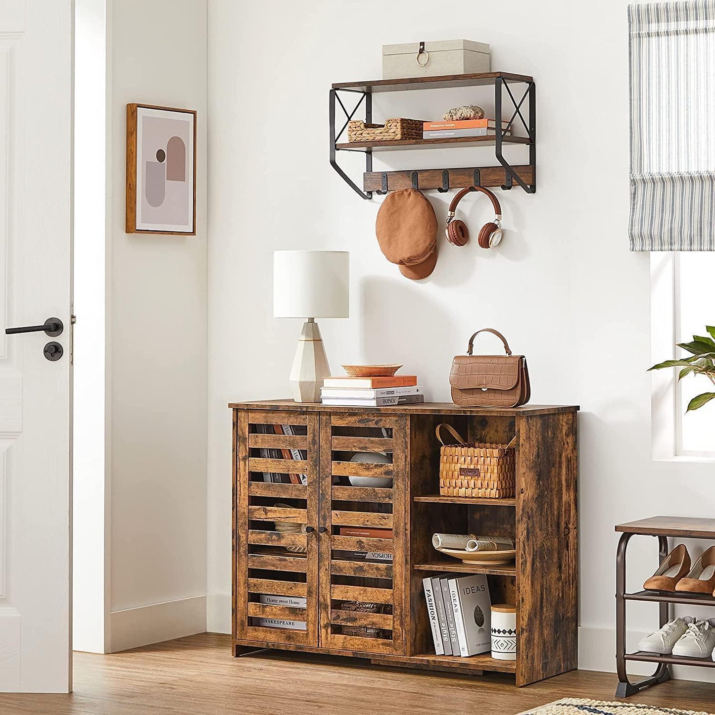 Brown Kitchen Buffet Sideboard with Shelves FredCo
