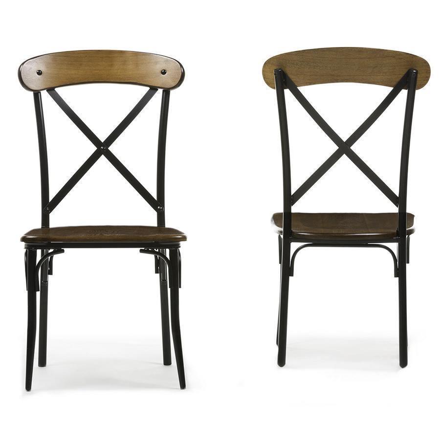 Broxburn Light Brown Wood & Metal Dining Chair (Set of 2) FredCo