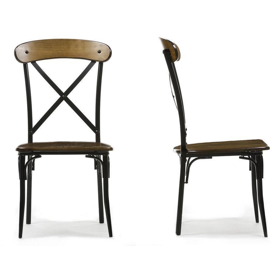 Broxburn Light Brown Wood & Metal Dining Chair (Set of 2) FredCo