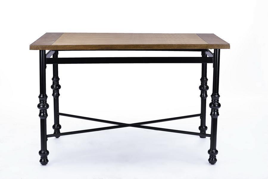 Broxburn Light Brown Wood & Metal Dining Table FredCo
