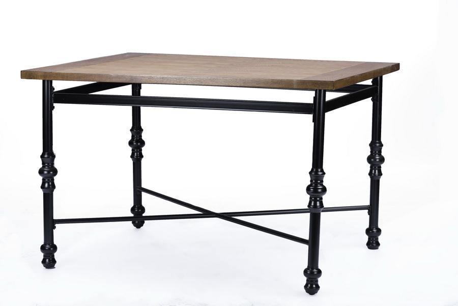 Broxburn Light Brown Wood & Metal Dining Table FredCo