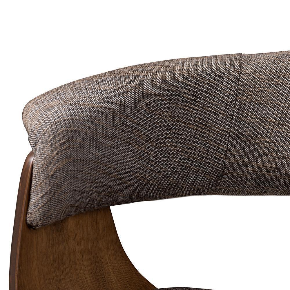 Bryce Mid-Century Modern Grey Fabric Upholstered Walnut Finished Bent Wood Dining Chair FredCo