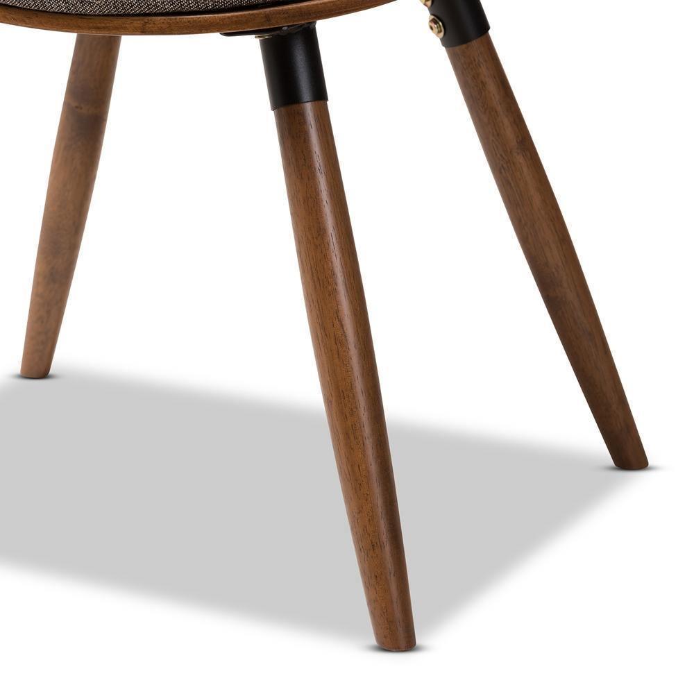 Bryce Mid-Century Modern Grey Fabric Upholstered Walnut Finished Bent Wood Dining Chair FredCo