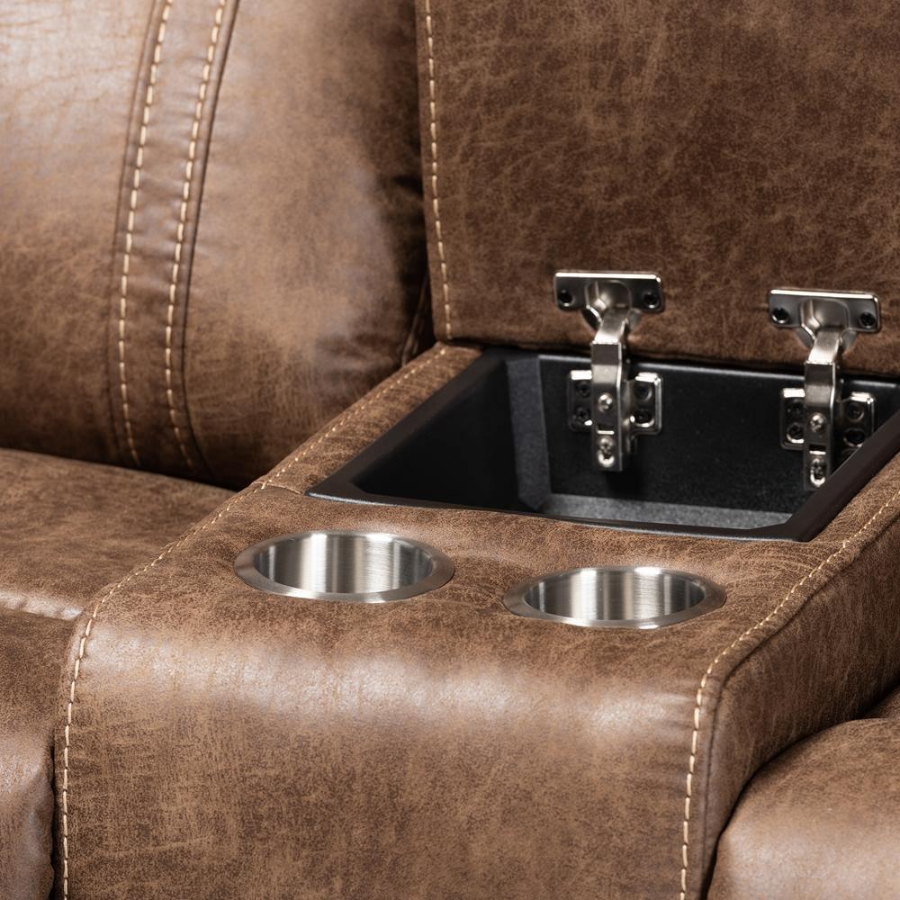 Buckley Modern and Contemporary Light Brown Faux Leather Upholstered 3-Piece Reclining Living Room Set FredCo