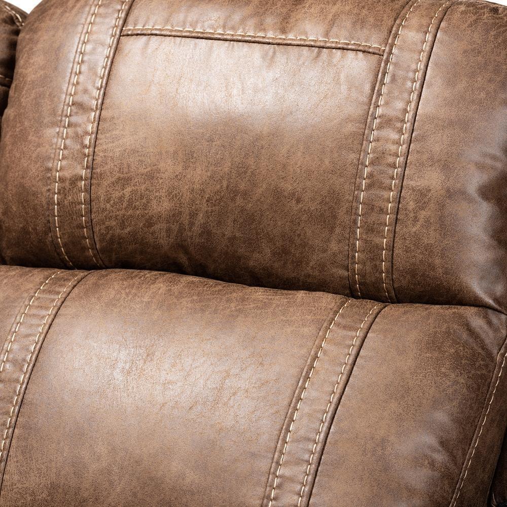 Buckley Modern and Contemporary Light Brown Faux Leather Upholstered 3-Piece Reclining Living Room Set FredCo