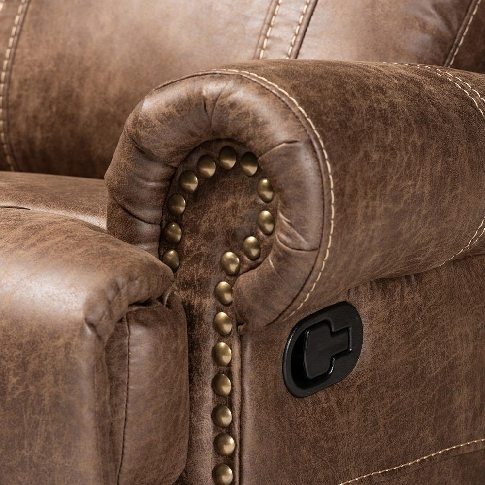 Buckley Modern and Contemporary Light Brown Faux Leather Upholstered 3-Piece Reclining Living Room Set FredCo