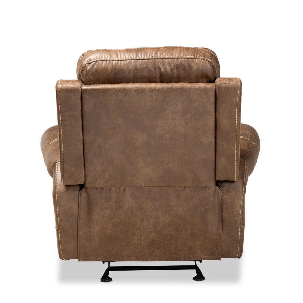 Buckley Modern and Contemporary Light Brown Faux Leather Upholstered Recliner FredCo