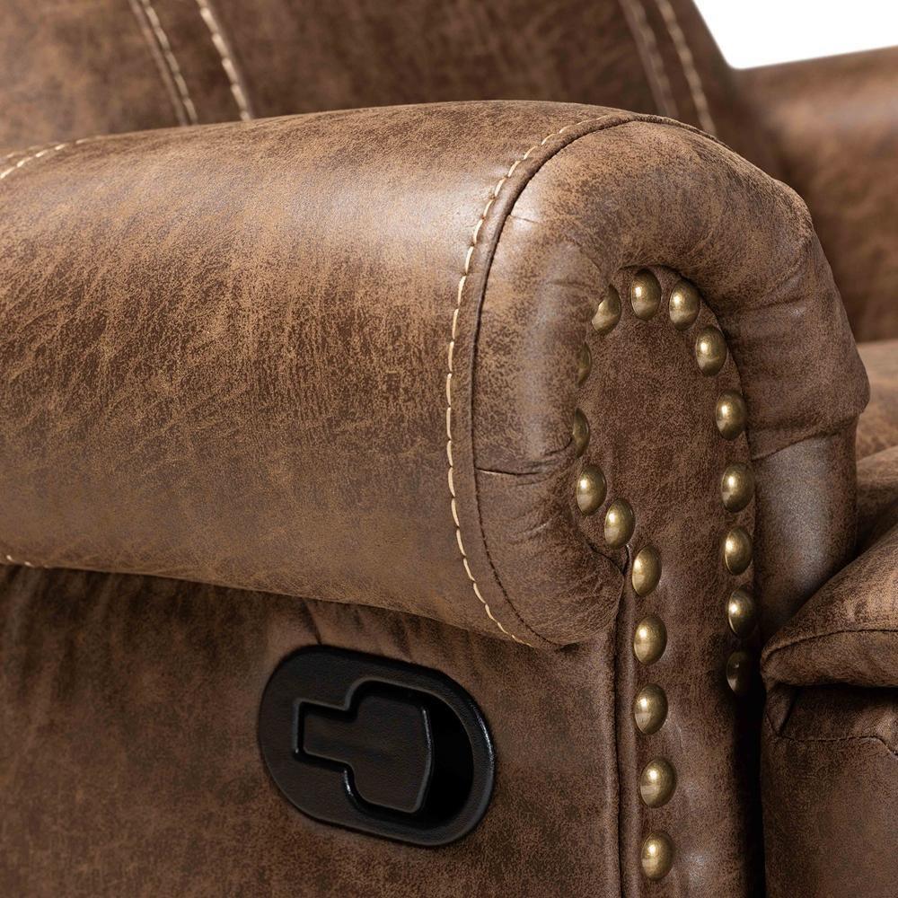 Buckley Modern and Contemporary Light Brown Faux Leather Upholstered Recliner FredCo