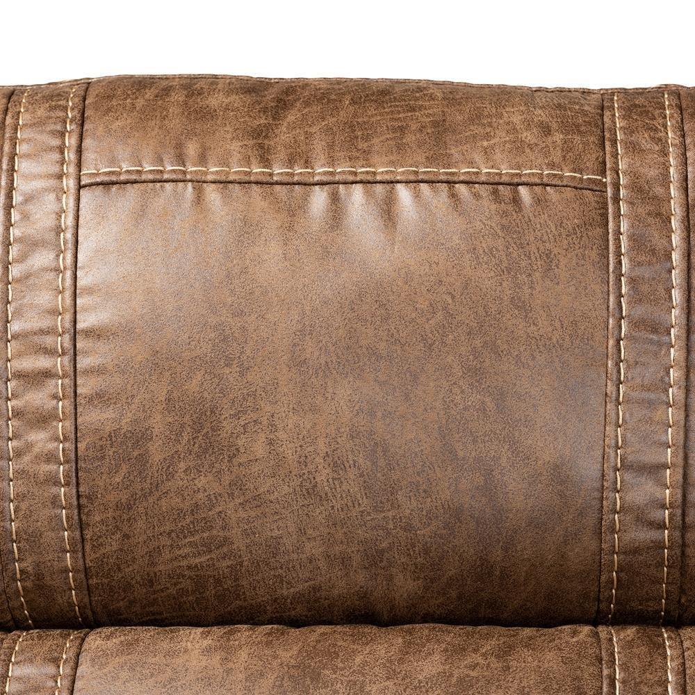 Buckley Modern and Contemporary Light Brown Faux Leather Upholstered Recliner FredCo