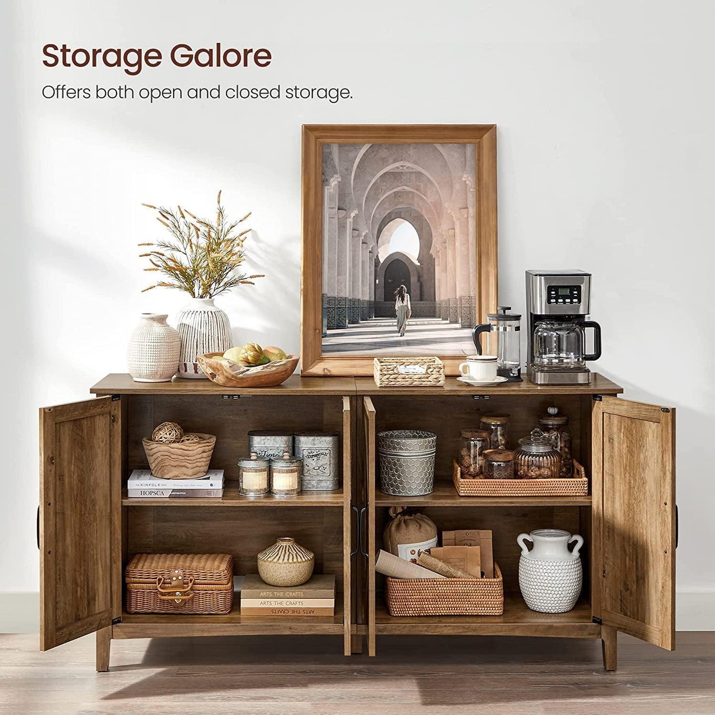 Buffet Cabinet, Entryway Rustic Walnut FredCo