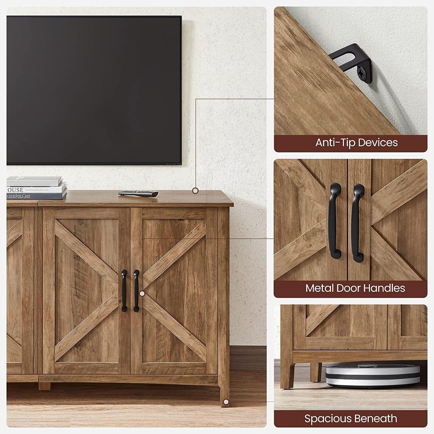 Buffet Cabinet, Entryway Rustic Walnut FredCo