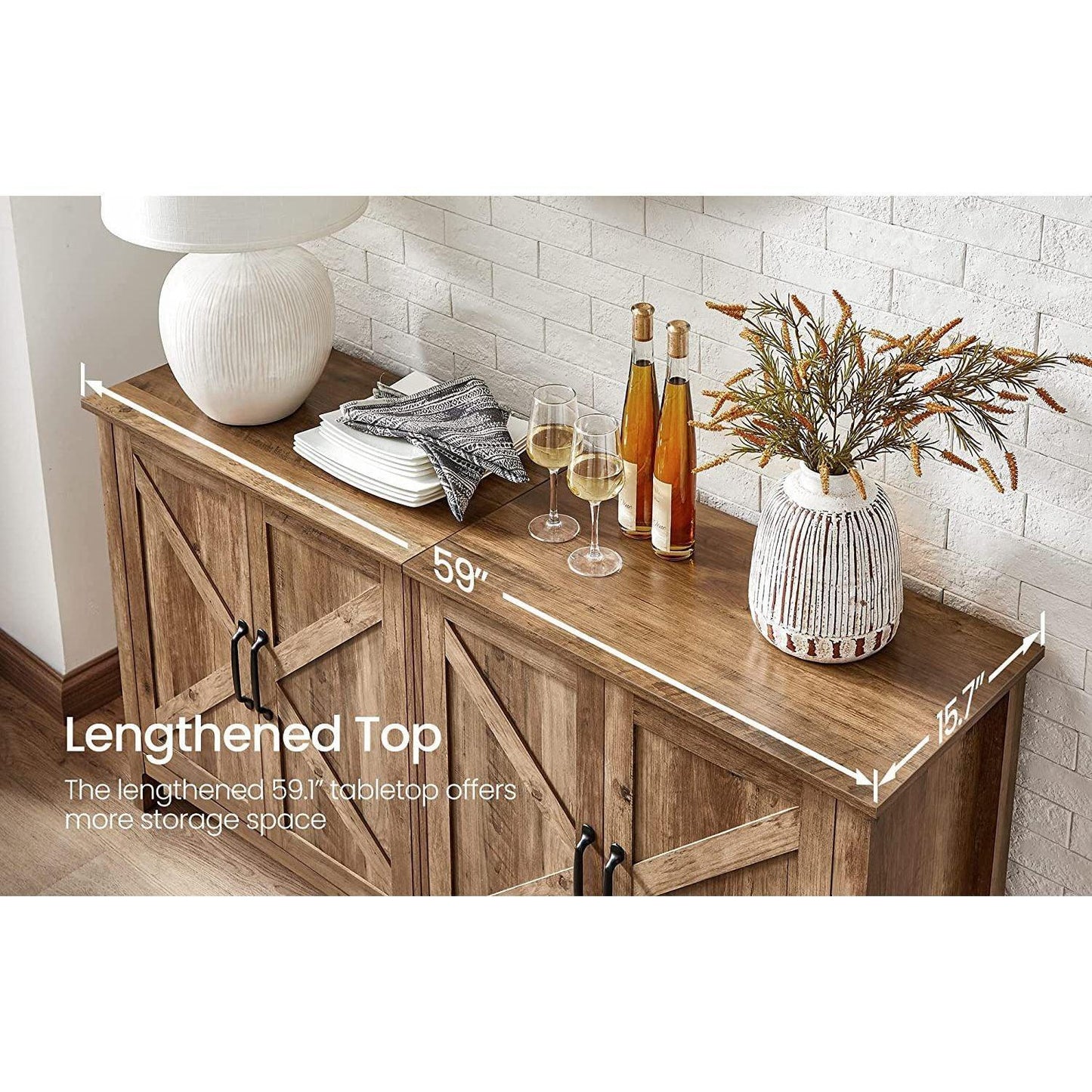 Buffet Cabinet, Entryway Rustic Walnut FredCo