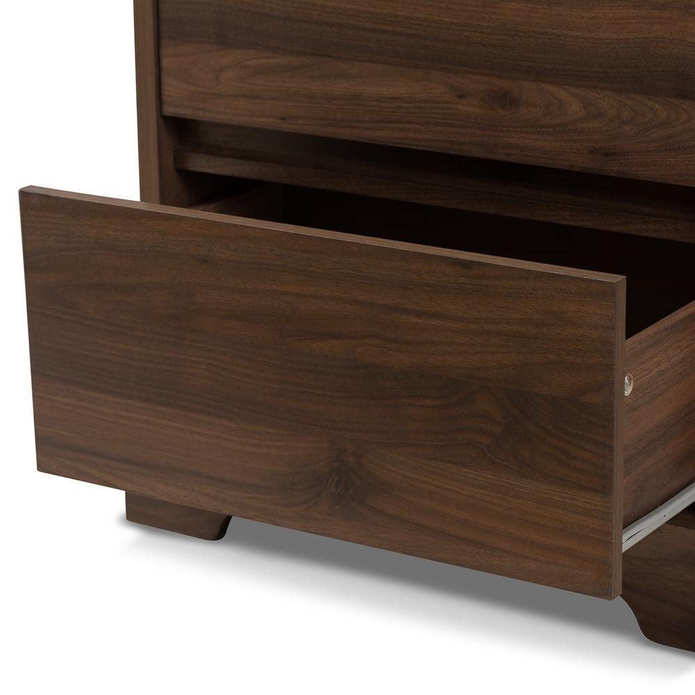 Burnwood Modern and Contemporary Walnut Brown Finished Wood 2-Drawer Bookcase FredCo