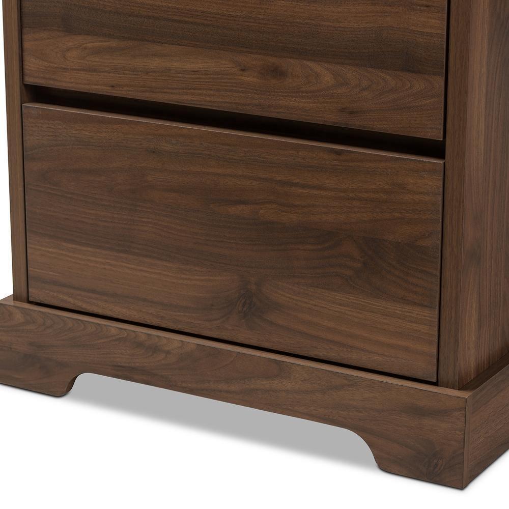 Burnwood Modern and Contemporary Walnut Brown Finished Wood 2-Drawer Bookcase FredCo
