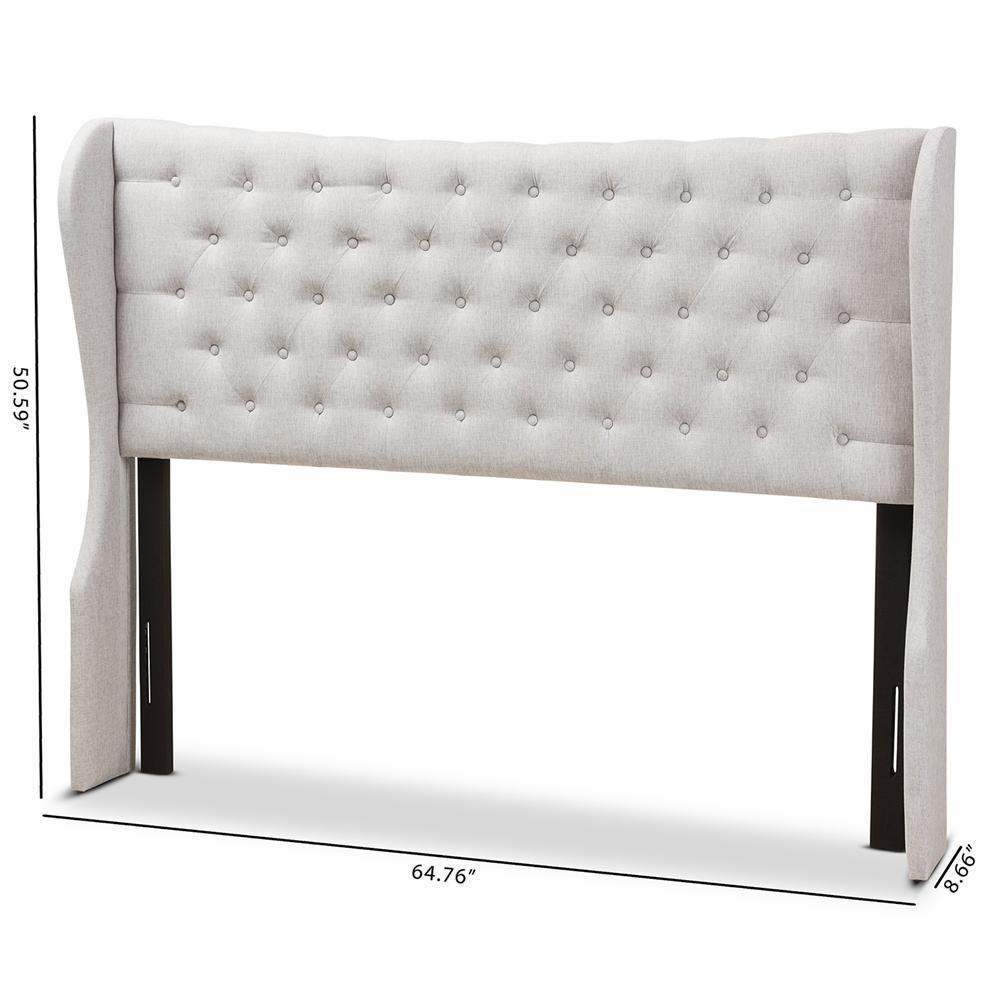 Cadence Modern and Contemporary Greyish Beige Fabric Button-Tufted King Size Winged Headboard FredCo