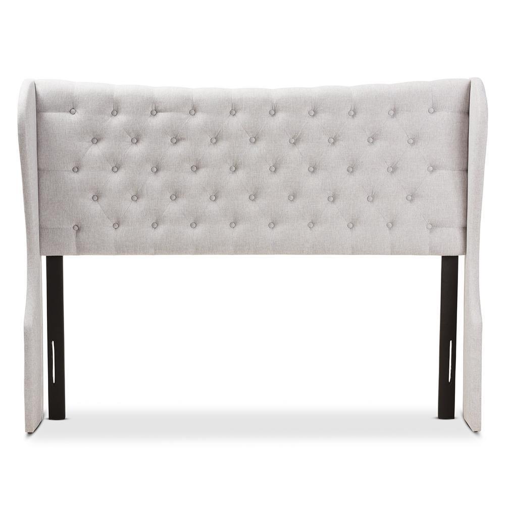 Cadence Modern and Contemporary Greyish Beige Fabric Button-Tufted King Size Winged Headboard FredCo