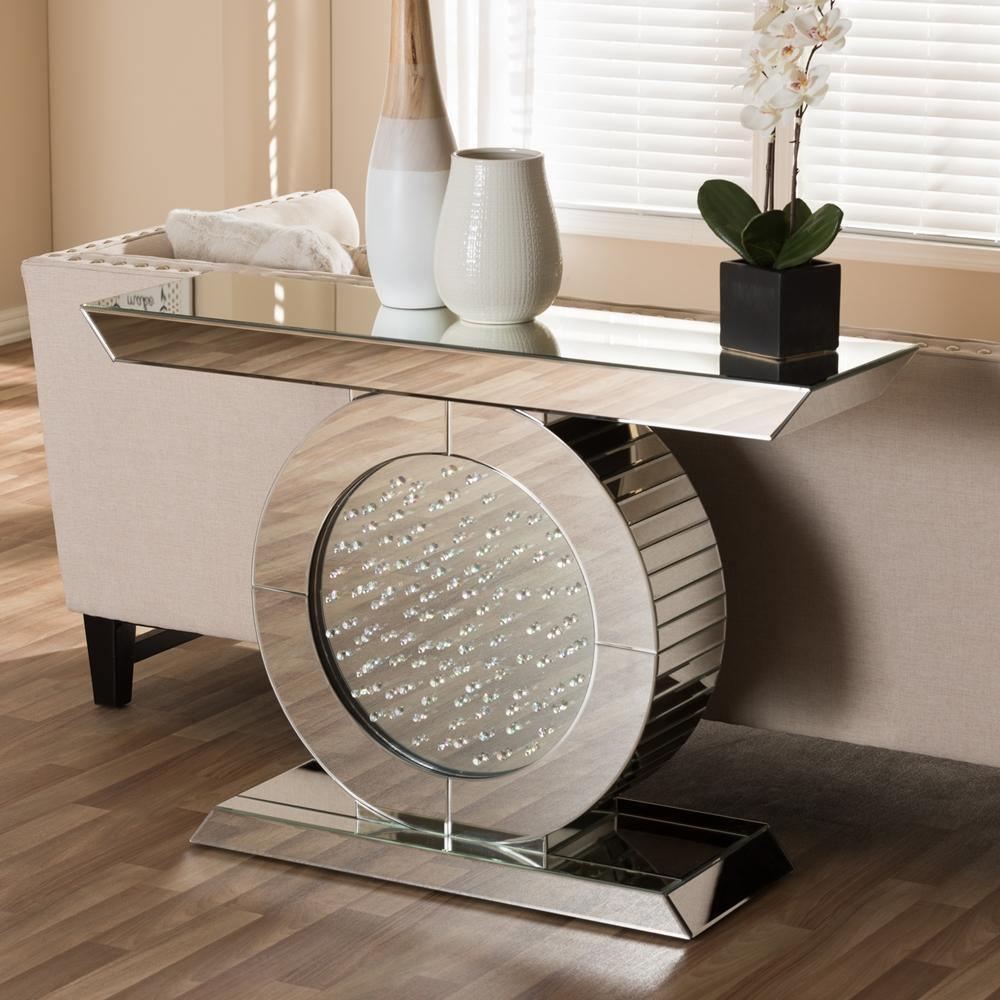Cagney Hollywood Regency Glamour Style Mirrored Console Table FredCo