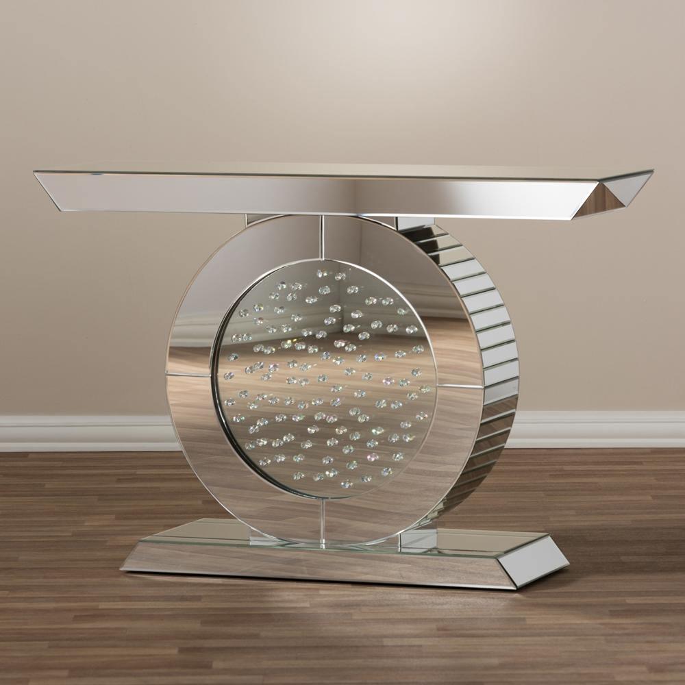 Cagney Hollywood Regency Glamour Style Mirrored Console Table FredCo