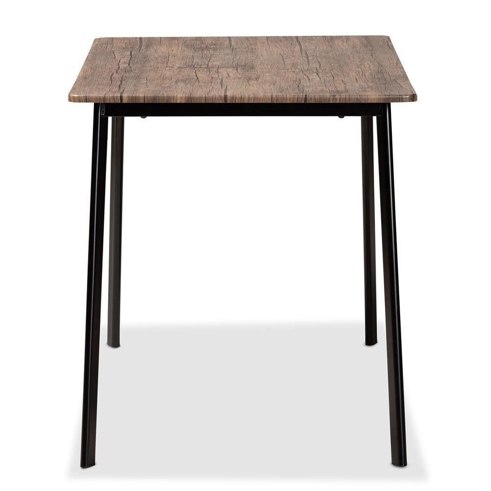 Calder Mid-Century Modern Walnut Brown Finished Wood and Black Metal Dining Table FredCo