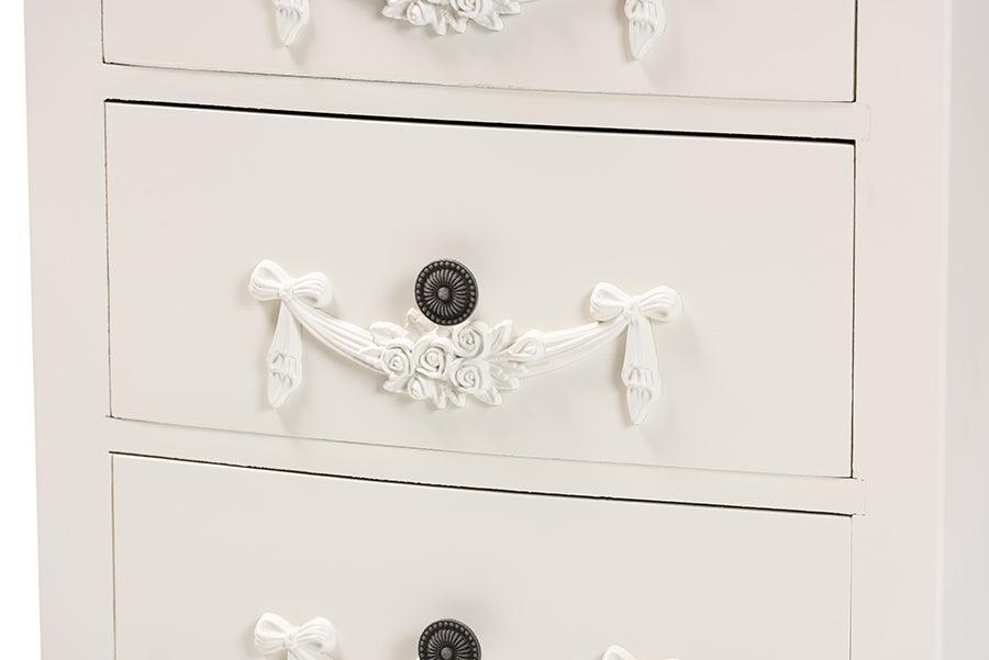 Callen Classic and Traditional White Finished Wood 3-Drawer Nightstand FredCo