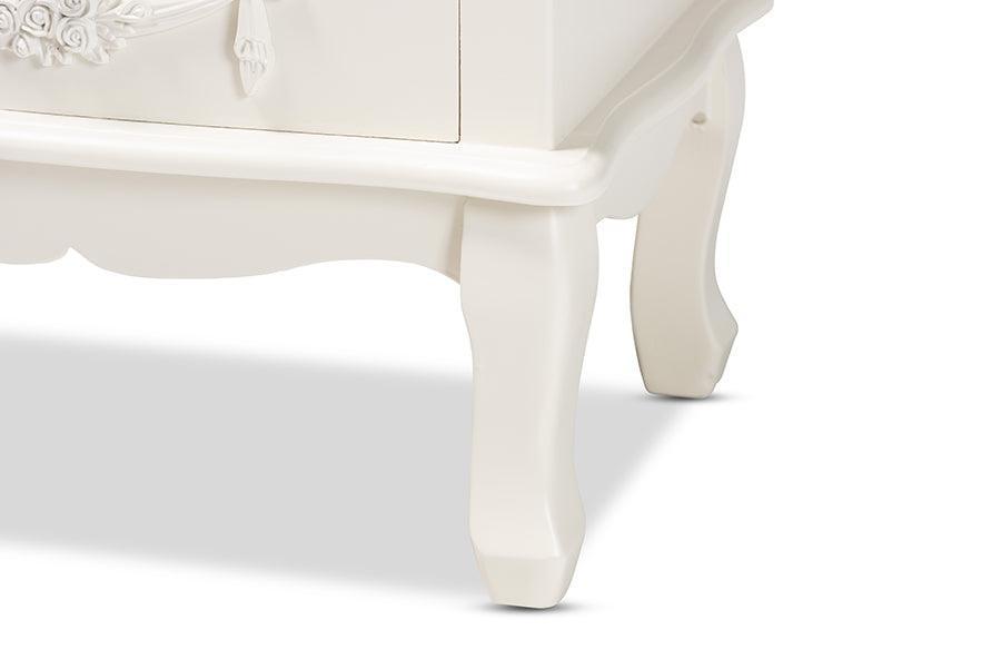 Callen Classic and Traditional White Finished Wood 3-Drawer Nightstand FredCo