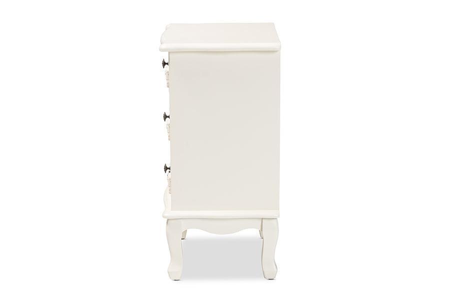 Callen Classic and Traditional White Finished Wood 3-Drawer Nightstand FredCo