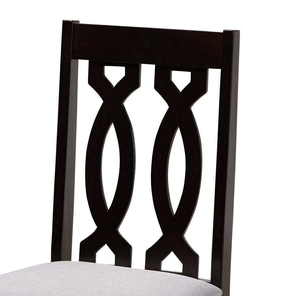 Callie Modern and Contemporary Grey Fabric Upholstered and Dark Brown Finished Wood 5-Piece Dining Set FredCo