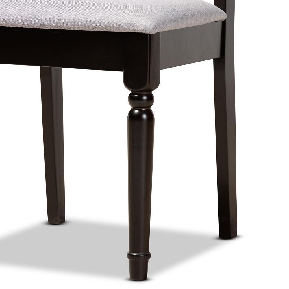 Callie Modern and Contemporary Grey Fabric Upholstered and Dark Brown Finished Wood 5-Piece Dining Set FredCo