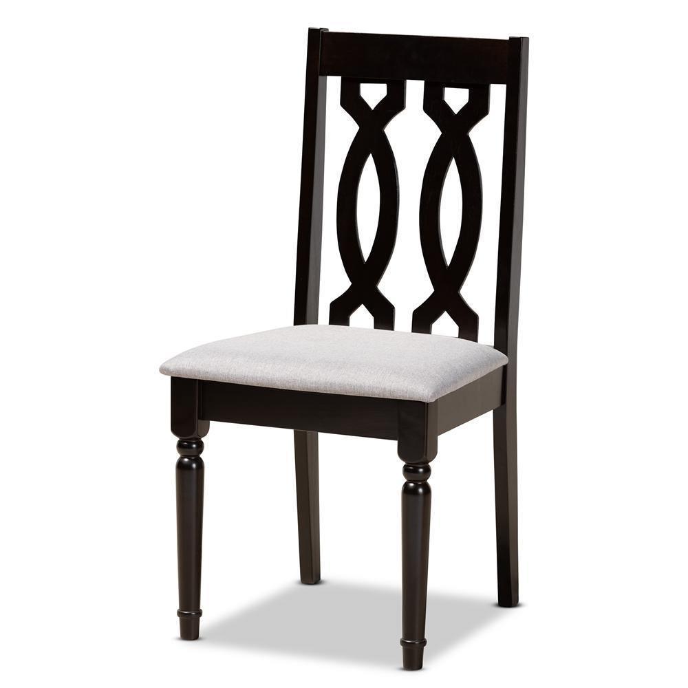 Callie Modern and Contemporary Grey Fabric Upholstered and Dark Brown Finished Wood 5-Piece Dining Set FredCo