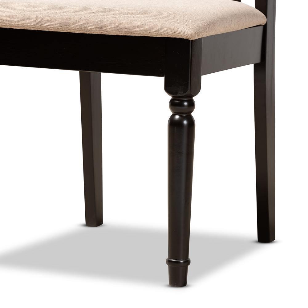 Callie Modern and Contemporary Sand Fabric Upholstered and Dark Brown Finished Wood 5-Piece Dining Set FredCo