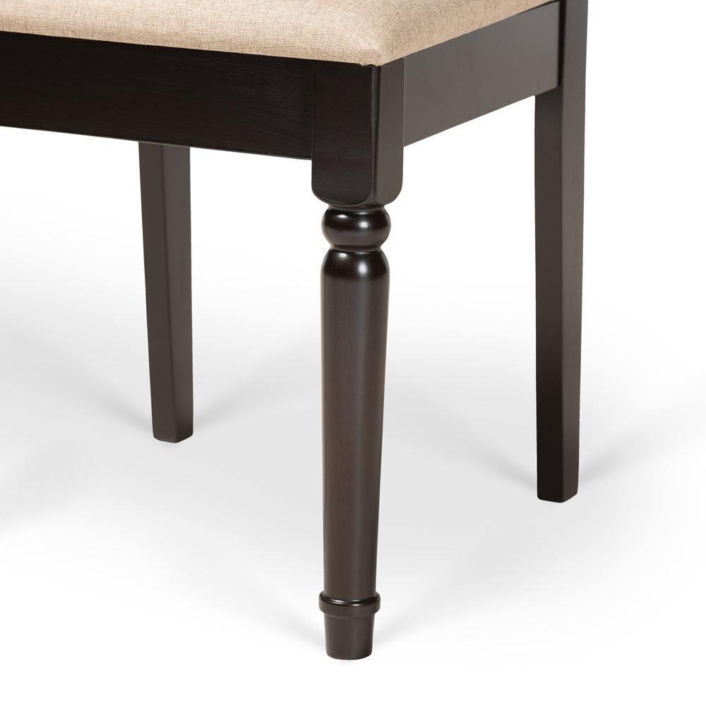 Callie Modern and Contemporary Sand Fabric Upholstered and Dark Brown Finished Wood 7-Piece Dining Set FredCo