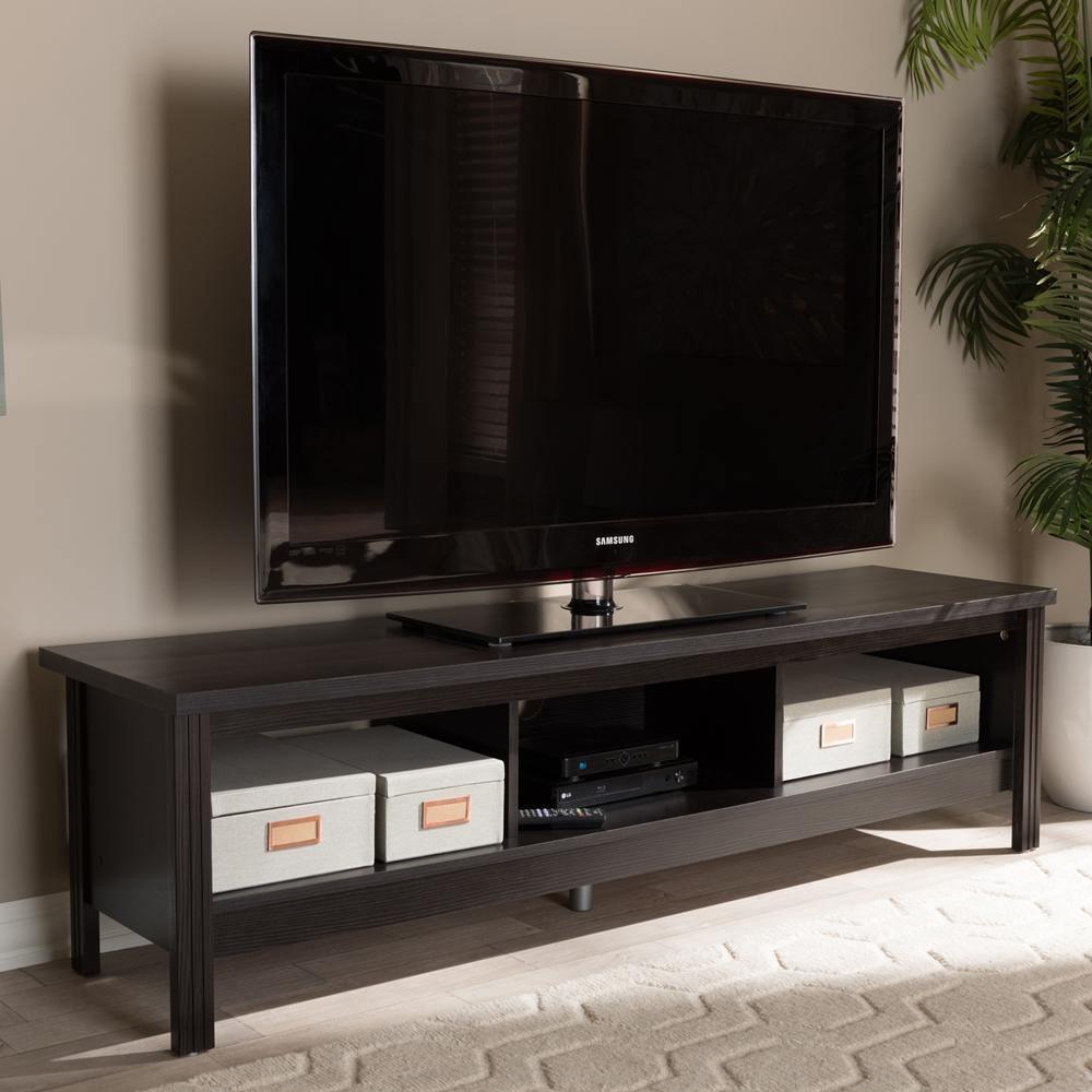 Callie Modern and Contemporary Wenge Brown Finished TV Stand FredCo