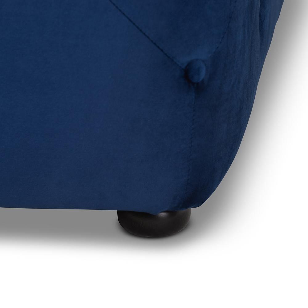 Calvetti Modern and Contemporary Royal Blue Velvet Fabric Upholstered Button-Tufted Cocktail Ottoman FredCo