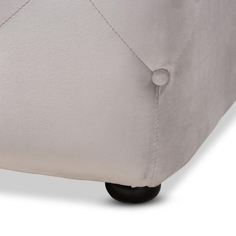 Calvetti Modern and Contemporary Slate Gray Velvet Fabric Upholstered Button-Tufted Cocktail Ottoman FredCo