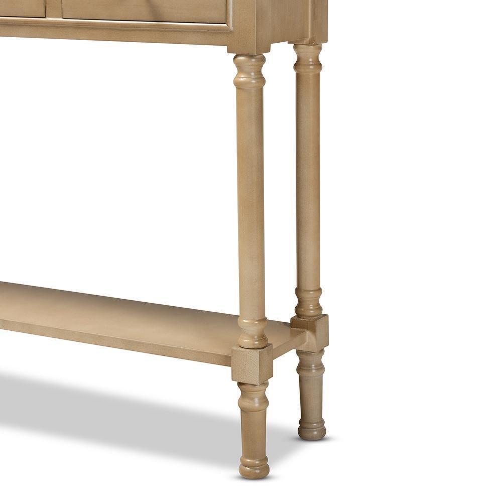 Calvin Classic and Traditional French Farmhouse Oak Brown Finished Wood 3-Drawer Entryway Console Table FredCo