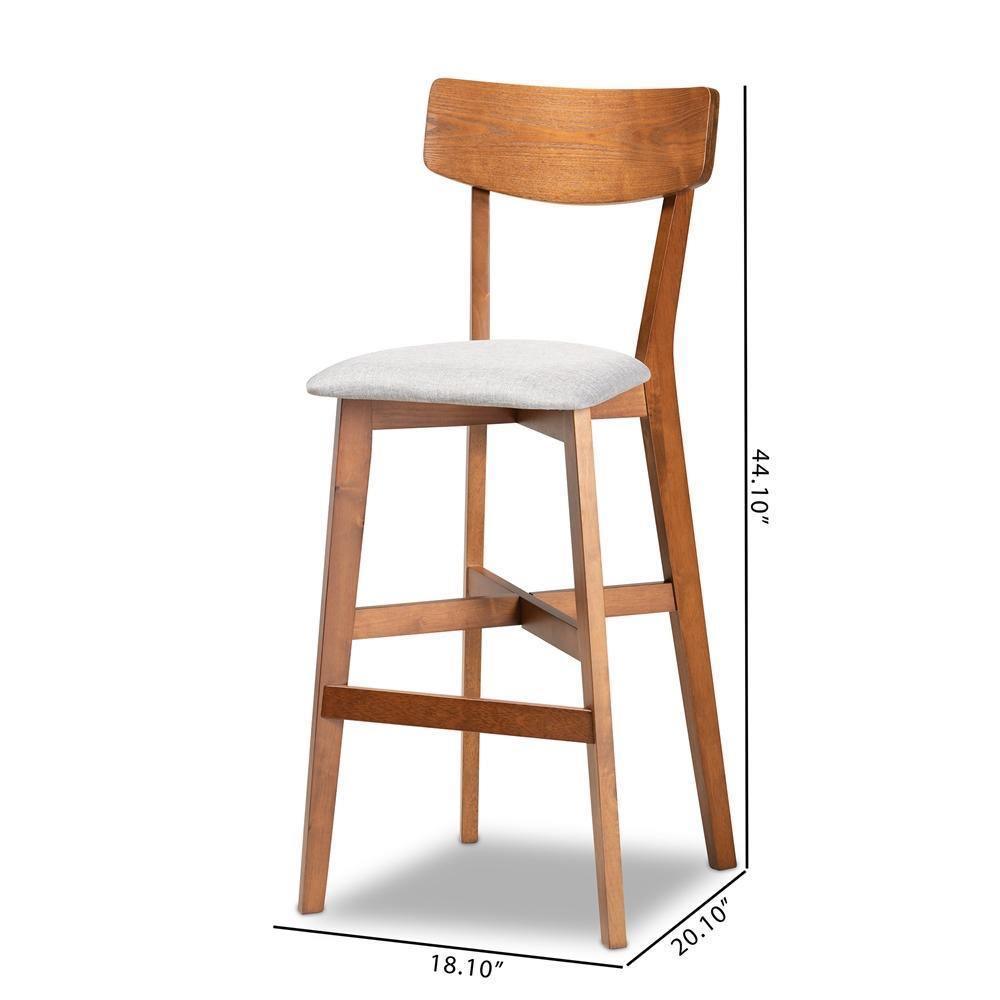 Cameron Modern and Contemporary Transitional Grey Fabric Upholstered and Walnut Brown Finished Wood 2-Piece Bar Stool Set FredCo