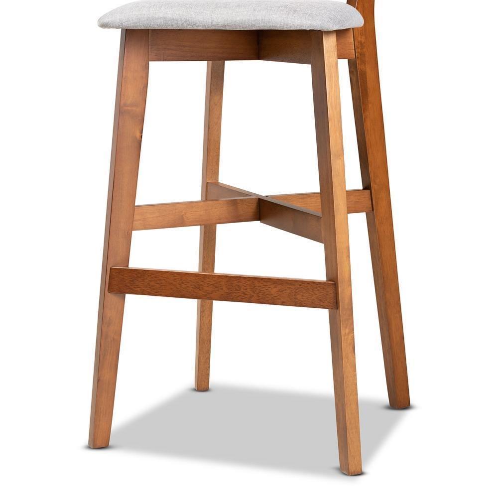Cameron Modern and Contemporary Transitional Grey Fabric Upholstered and Walnut Brown Finished Wood 2-Piece Bar Stool Set FredCo