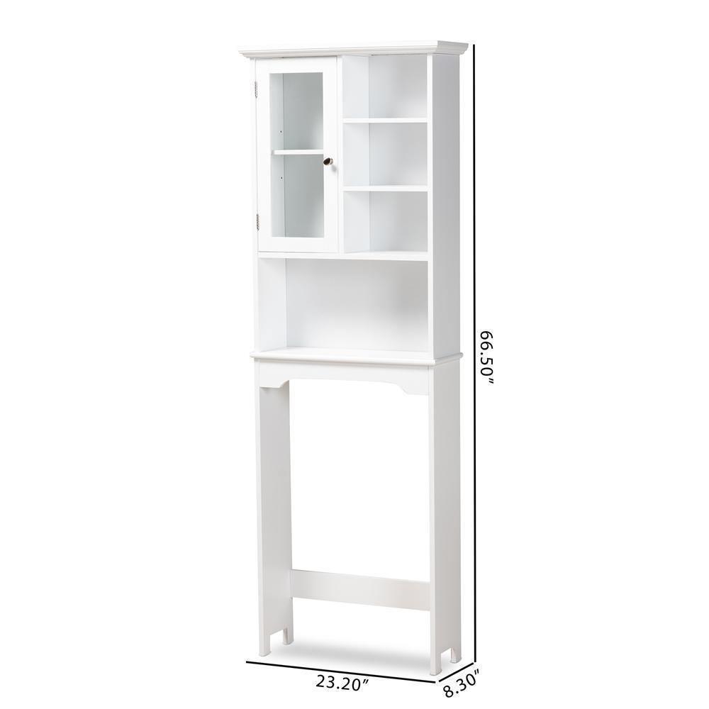 Campbell Modern and Contemporary White Finished Wood Over the Toilet Bathroom Storage Cabinet FredCo