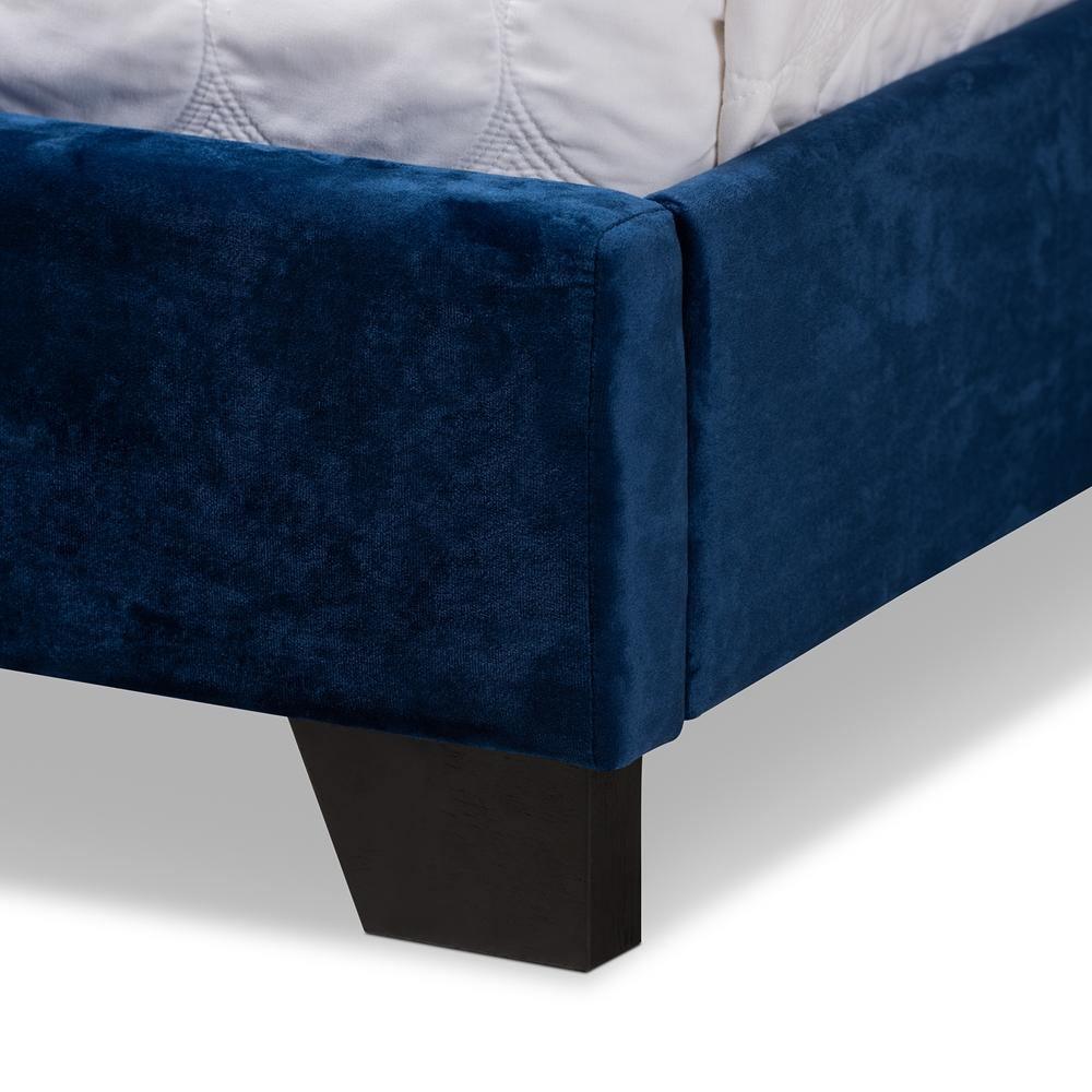 Candace Luxe and Glamour Navy Velvet Upholstered King Size Bed FredCo