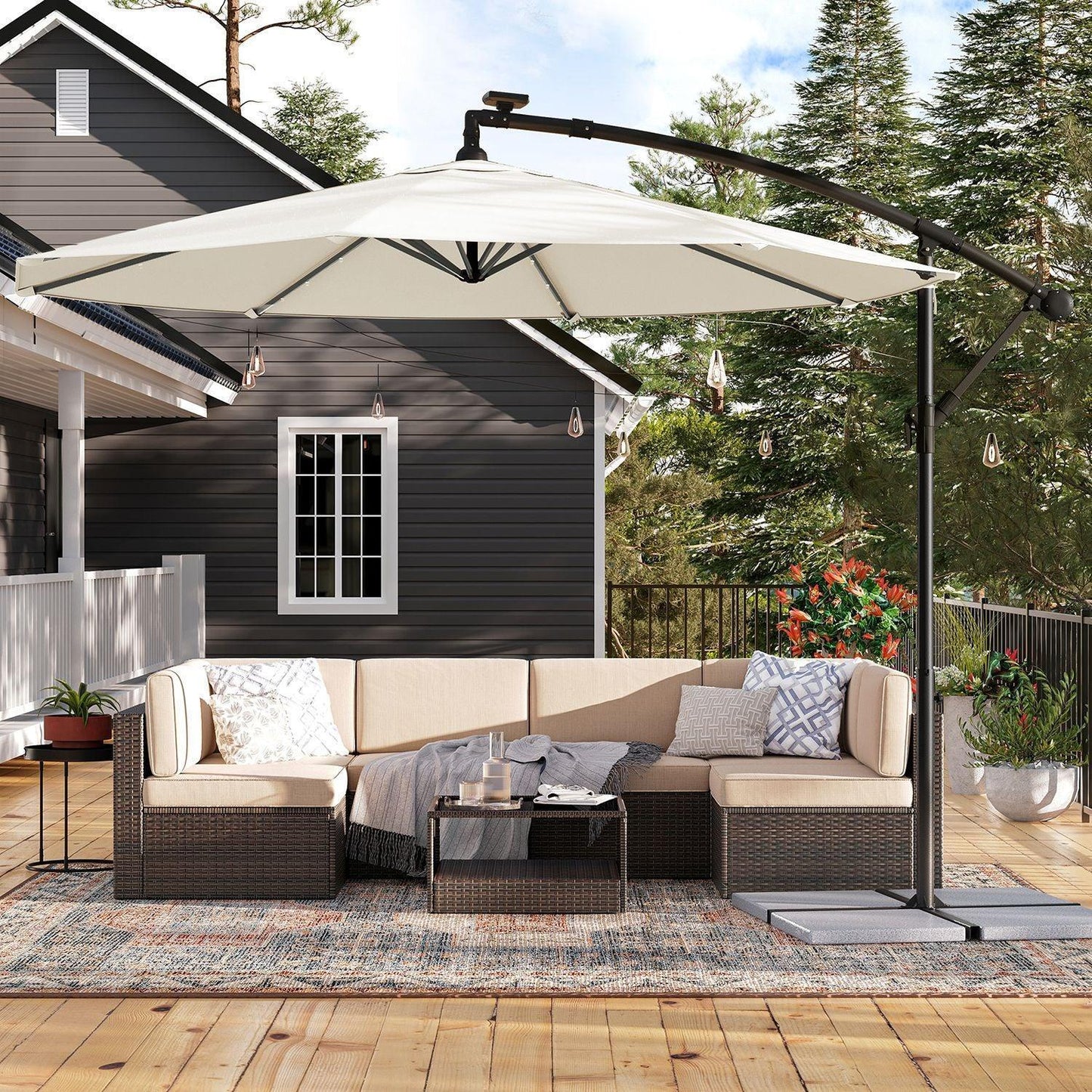 Cantilever Patio Umbrella with Lights FredCo