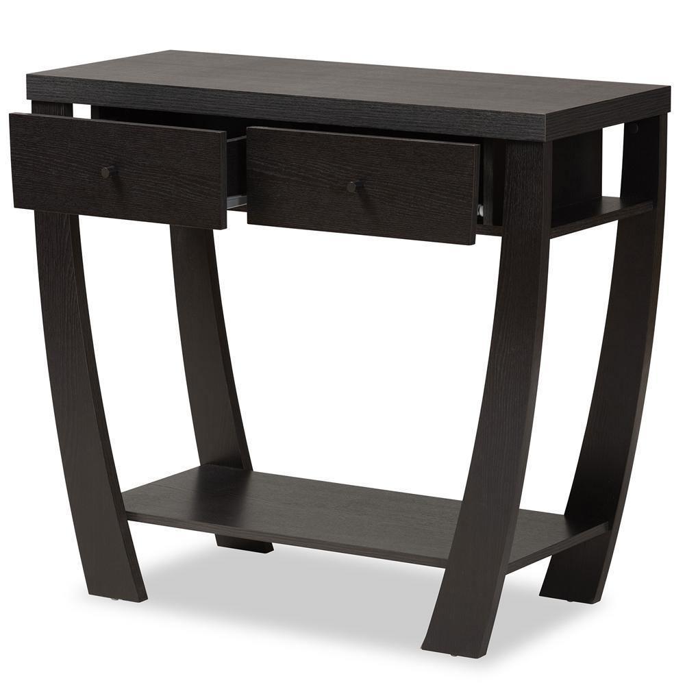 Capote Modern and Contemporary Dark Brown Finished Wood 2-Drawer Console Table FredCo