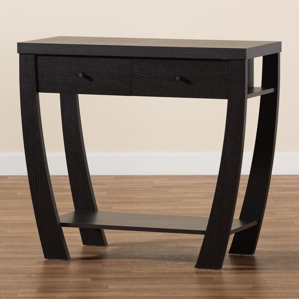 Capote Modern and Contemporary Dark Brown Finished Wood 2-Drawer Console Table FredCo