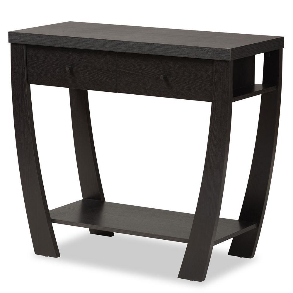 Capote Modern and Contemporary Dark Brown Finished Wood 2-Drawer Console Table FredCo