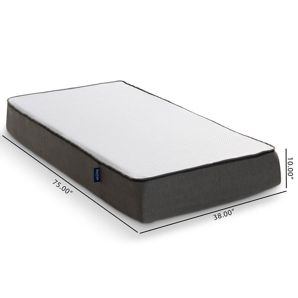 Cara 10-Inch Triple Layered Hypoallergenic Twin Size Memory Foam Mattress FredCo